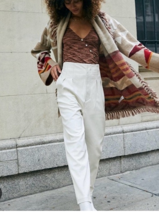 Free People Pants - Free People Cecily Faux Leather High Rise Pants Ivory 12